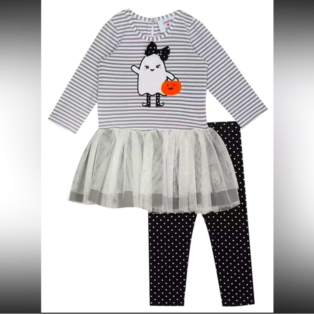 Ghost - Counting Daisies Girl's Halloween 2 Piece Long Sleeve & Pant Set size 6